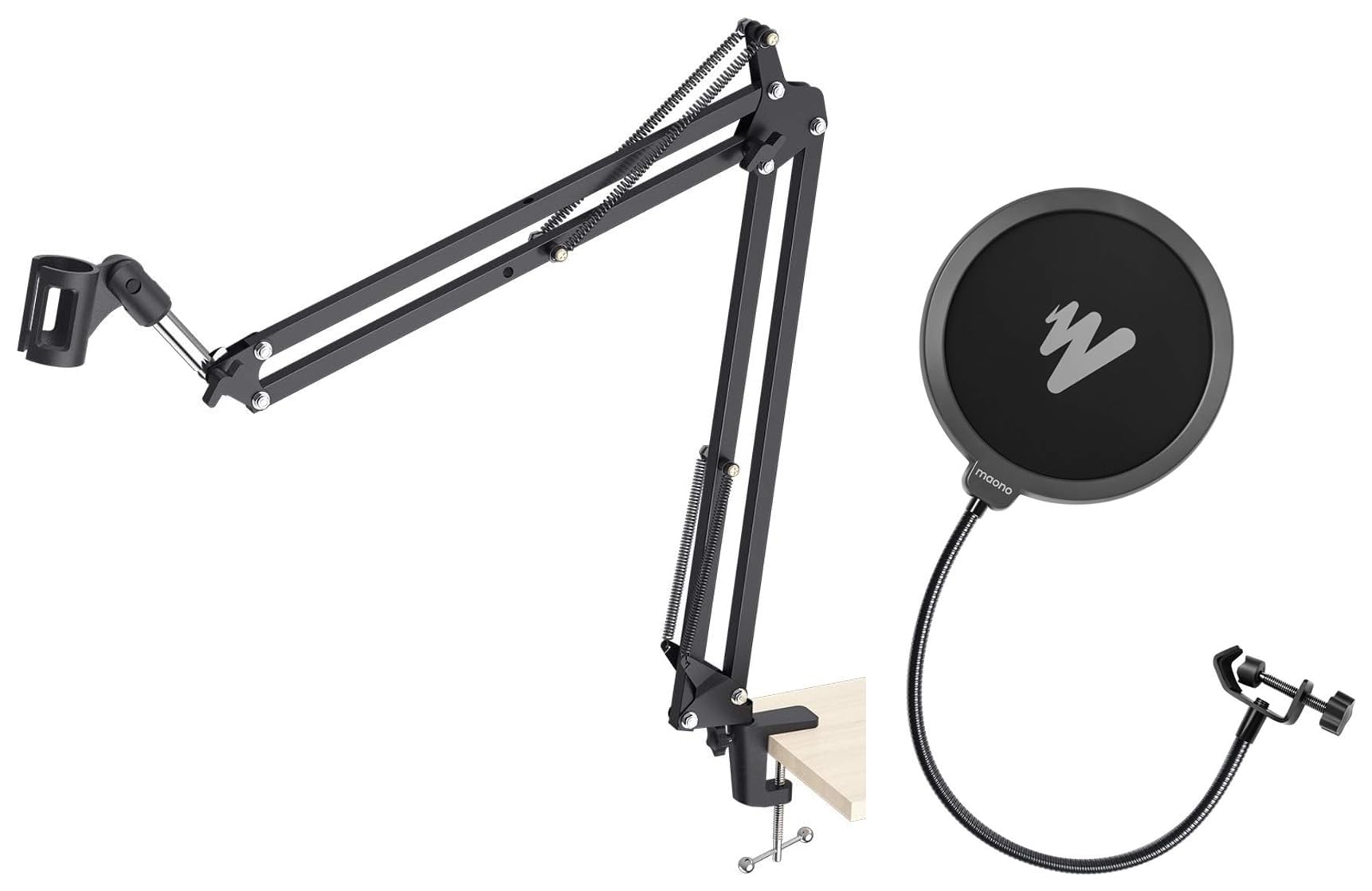 Maono AU-B01 Microphone Suspension Boom Scissor Arm Stand (Black) & Maono AU-B00 Pop Filter for Studio Condenser Microphone with Wind Screen and Metal Gooseneck Holder (Black)-image-41