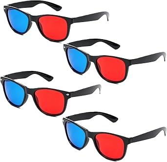 4Pcs Red and Blue 3D Glasses Universal TV Movie Dimensional Video Frame DVD Game Glass 3D Style Glasses 3D Viewing Glasses, Televisions and Video Light Simple Design,Accessories