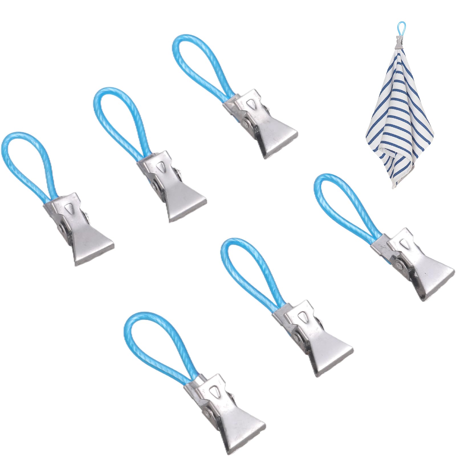 ZWWAAZHF 6Pcs Multipurpose Metal Steel Towel Clip Teas Towel Holder Clip for Securing Picnics Blankets Beach Towels Small Teas Hanging