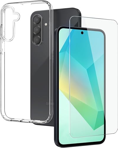 Nextway 1 Clear Shockproof Case + 1 Screen Protector Compatible with Samsung Galaxy A36 | Anti-Yellowing TPU Cover | HD Glass | Full Protection Set | Transparent Slim Fit