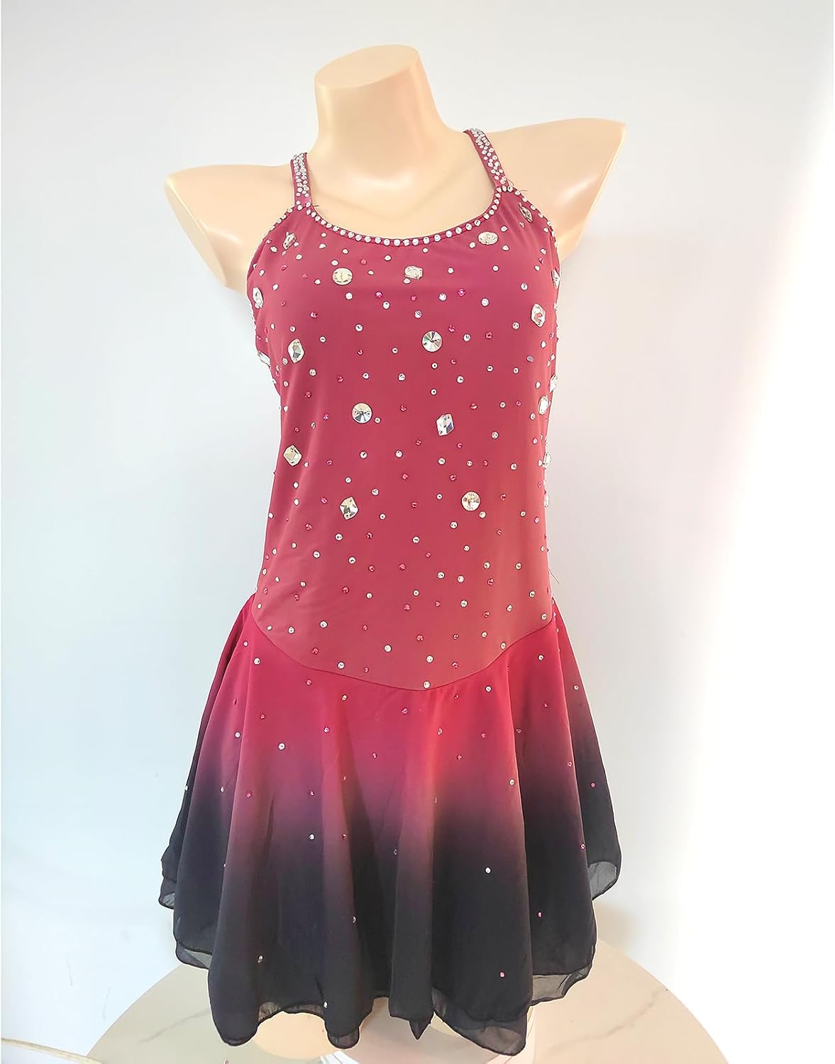 Girl's Red Figure Skating Dress Competition Clothing for Performance and Practice