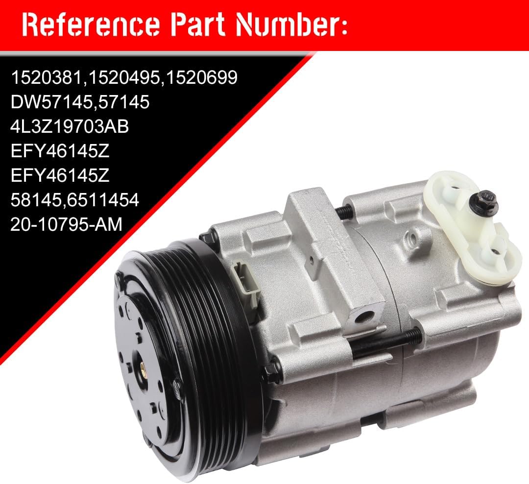 CCIYU A/C Compressor with Clutch A/C Air Compressor for Car 2001-2007 for Ford Escape,2001-2006 for Mazda Tribute 3.0L Air Conditioning Compressor for 1520381