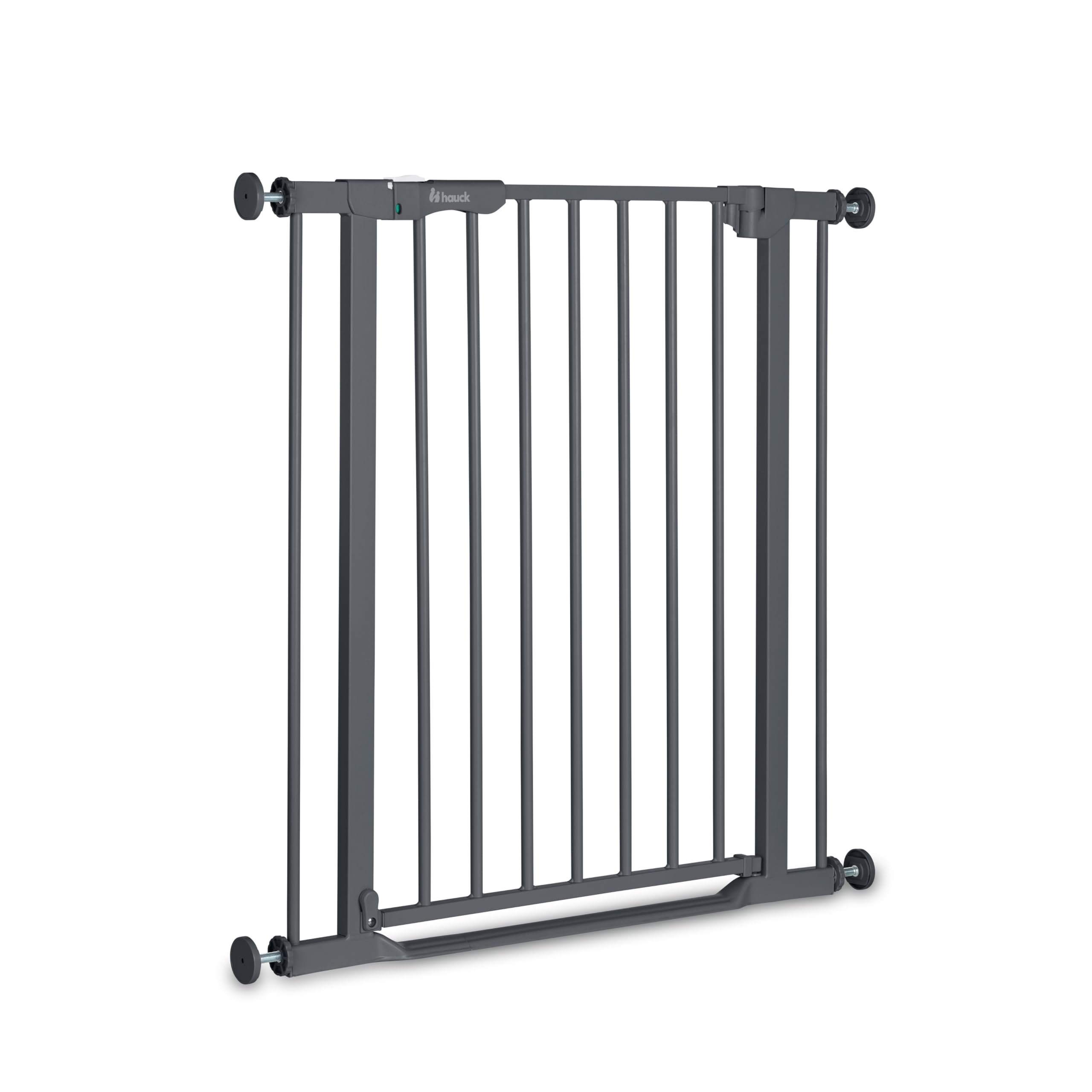 hauck Clear Step Autoclose 2, Dunkelgrau - Kinderschutzgitter Hundegitter Verstellbare Breite 75-80cm, 77cm Hoch, Selbstschließend, Flacher Einstieg, Beidseitige Einhand Öffnung, ohne Bohren