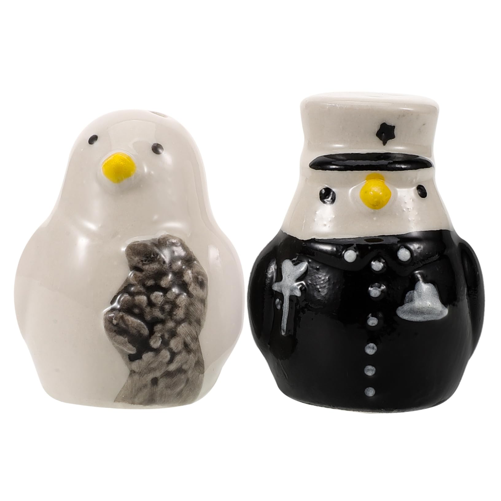 AUTSUPPL 2pcs Ceramic Penguin Shape Salt Pepper Jars Kitchen Condiment Bottles for Seasoning Salt Pepper Shakers