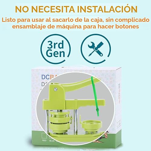 Miniatura 2 de HAPPIZZA- Prensa para fabricar pines de 2.25 pulgadas por tu cuenta, de tercera generación y sin instalación, incluye 100 piezas, imágenes, cortador