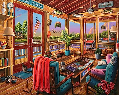 Puzzle de 1000 piezas White Mountain Cozy Cabin, 24 x 30 pulgadas, piezas grandes miniatura 1
