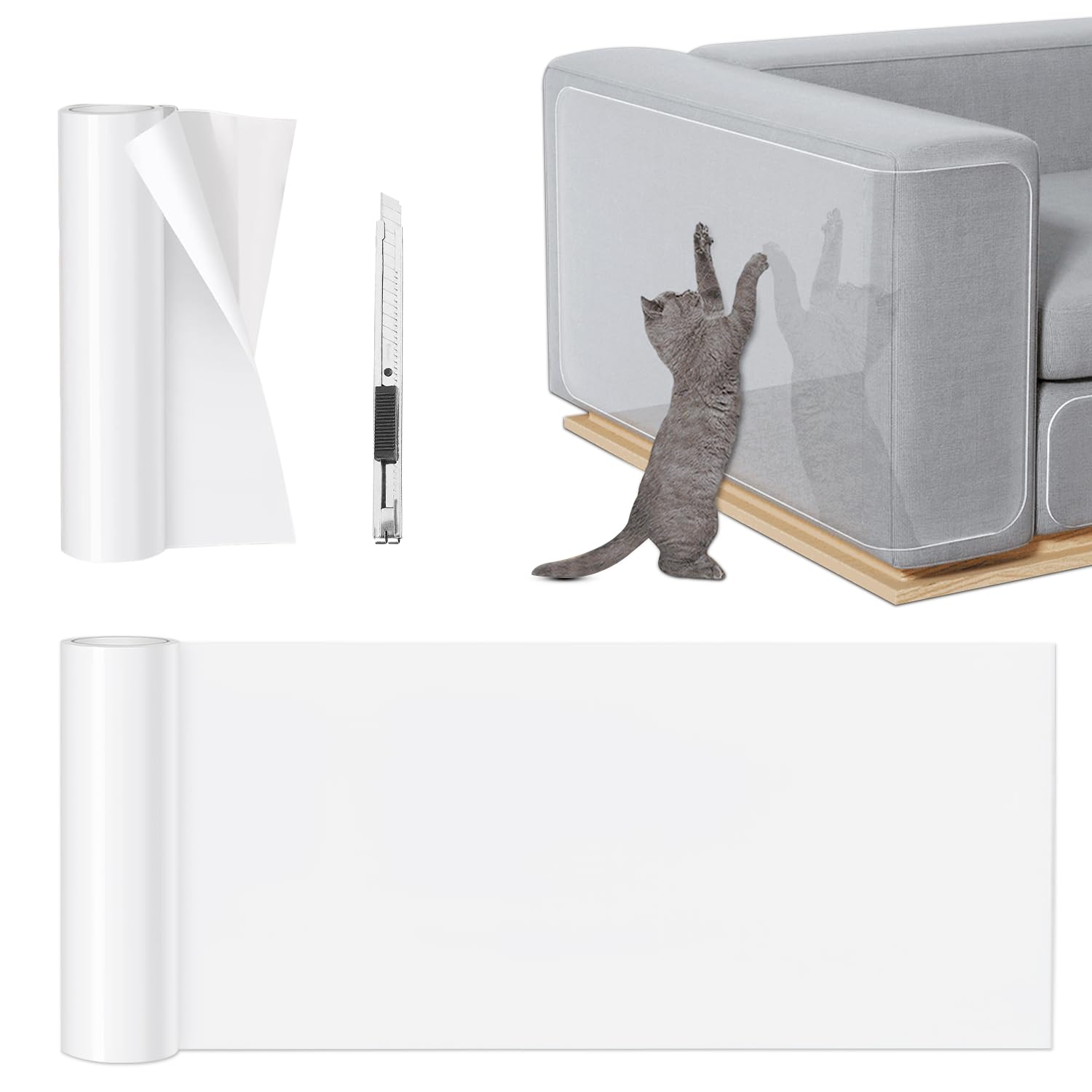 BendJoy® Cat Scratch Sticker Pad for Sofa, Durable Cat Scratch Protector and Sofa Protector Sticker from Cats, Transparent Furniture Anti-Scratch Protective Sticker for Families with Cats, Dogs (B0DHCM9KBS) Amazon Price History, Amazon Price Tracker