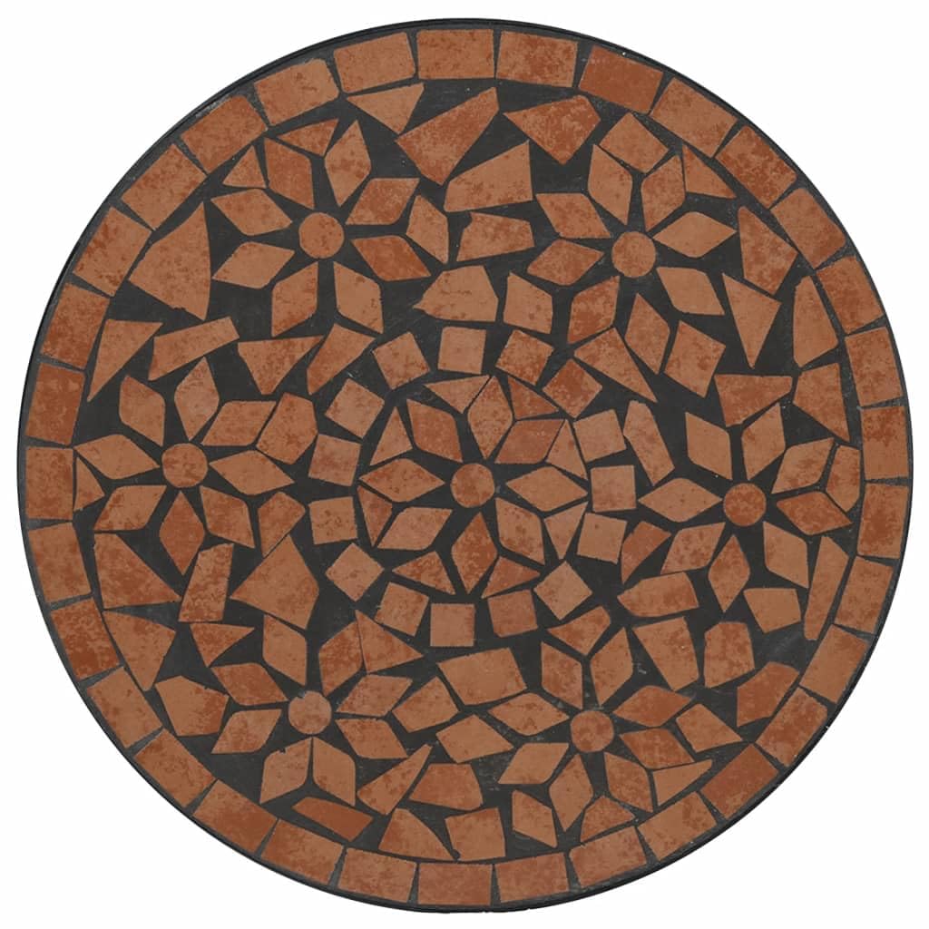 Tavolo da bistrot a mosaico, terracotta, diametro 50 x 70 cm, con piano in ceramica, stabile tavolo da giardino per balcone e terrazza, struttura in ferro verniciato a polvere, design a