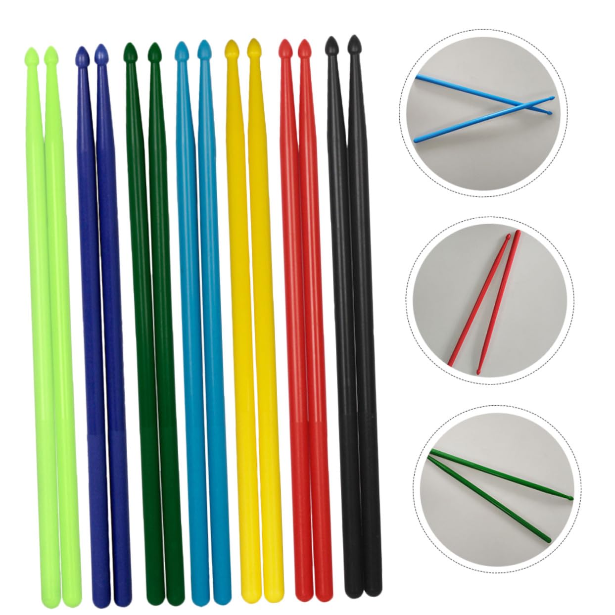 Gatuida 7 Pares de Baquetas 5A de Nailon para Batería Agarre Cómodo y Sonido 3D, Ideales para Principiantes en Casa y Escuela