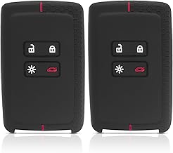 Renault-02 2 Pieces Car Key Cover, 4 Buttons Silicone Car Key for Clio Megane Koleos Kadjar Kangoo Twingo Talisman Captur Espace Dacia Duster (Black)