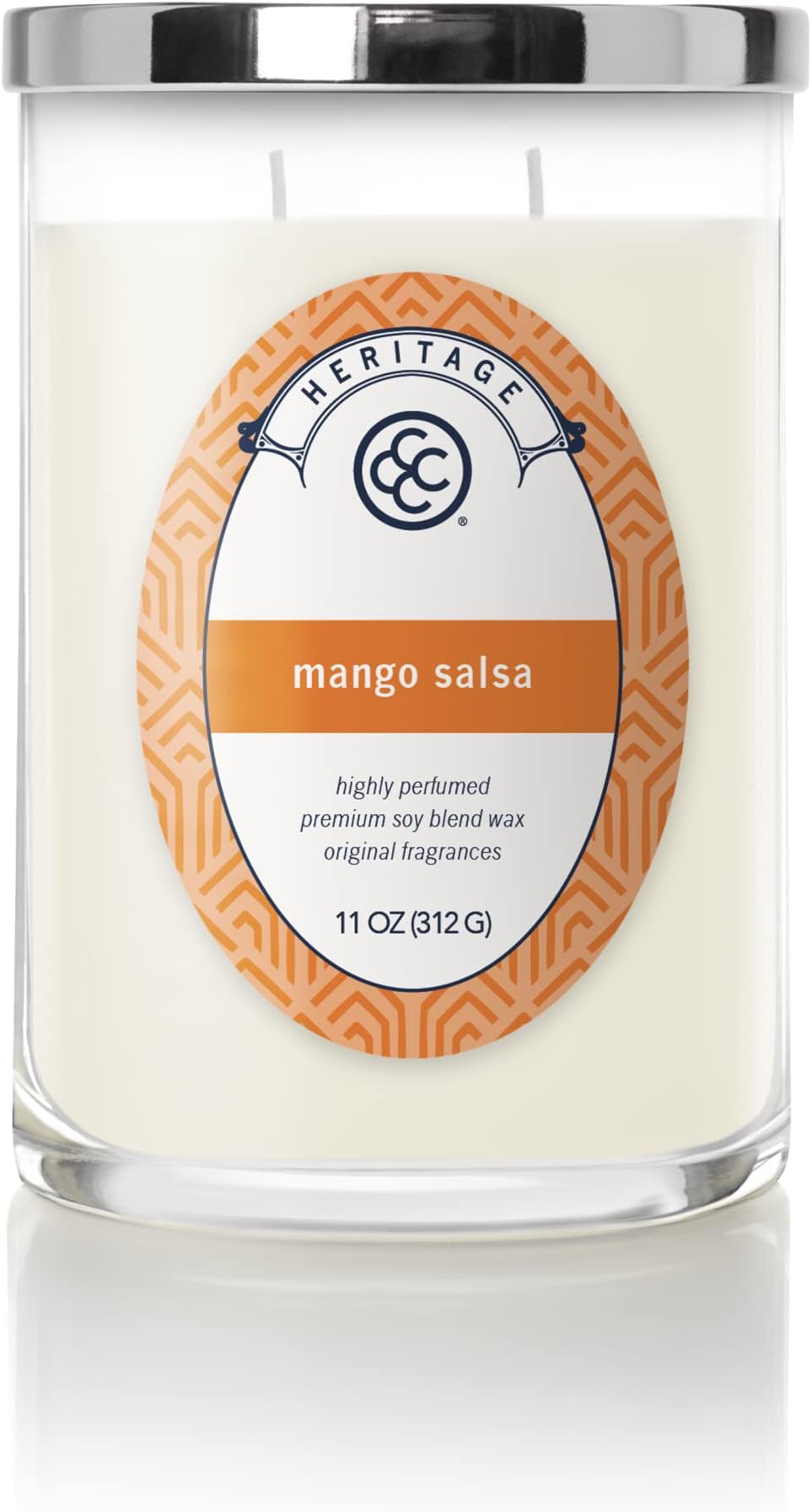 Colonial Candle Mango Salsa Scented Jar Candle, Heritage Collection, White, 2 Wick, 11 oz