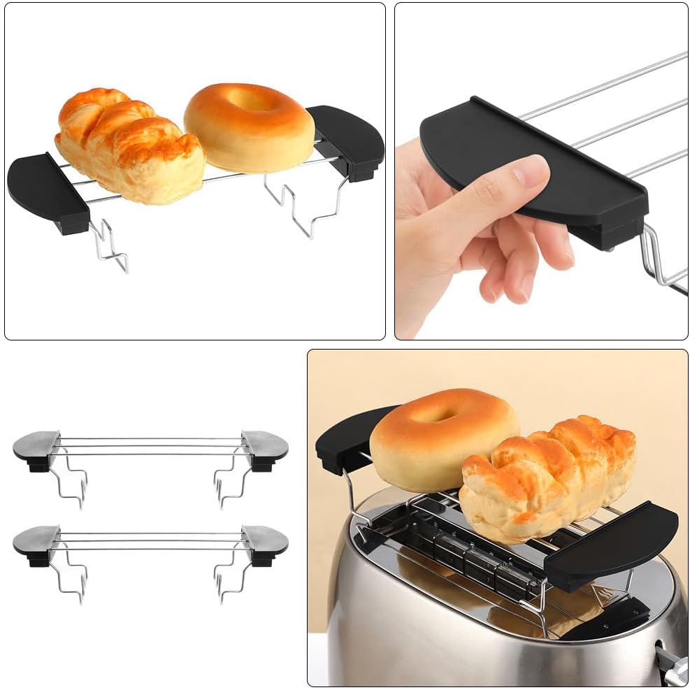 2 pack Toast Rack Stainless Steel Toaster Oven Rack Replacement Sandwich Warming with Handles 10.23 X 3.62 X 0.78 in for Toaster Accessories