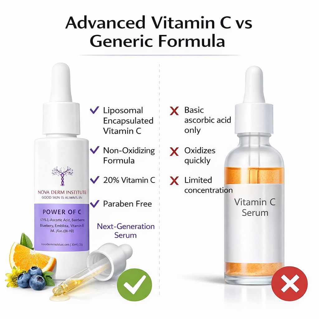 Vitamin C Serum for Face, 20% Encapsulated Vitamin C, Brightening Hydrating Serum with Hyaluronic Acid & Vitamin E, Non-Greasy, 1 fl oz