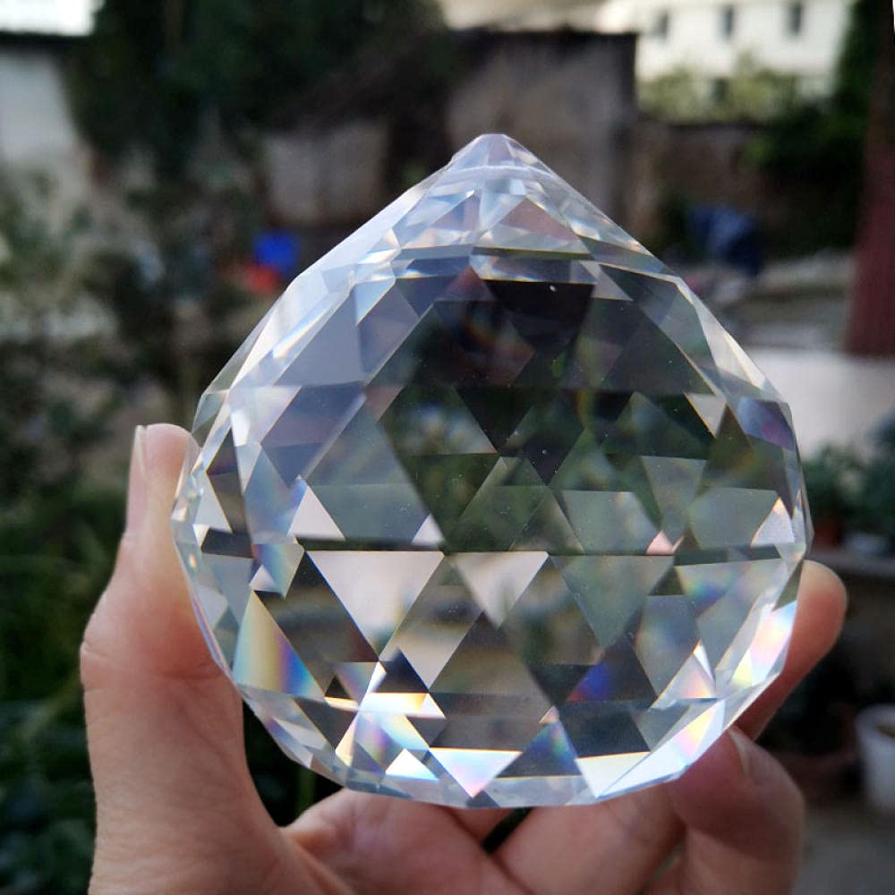 QJZM 5/6/7/8/10cm Kristall Facettierte Kugel Suncatcher Kronleuchter Prisma Lampe Perlen Teil Hängende Anhänger Home Wedding Decor Ornament Craft-60mm_White