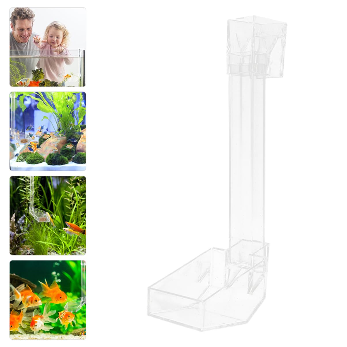 POPETPOP 3pièces Distributeur Transparent pour Aquarium Tube Alimentation Pratique pour Crevettes Et Poissons Fixation avec Ventouses Conception Anti-Pollution