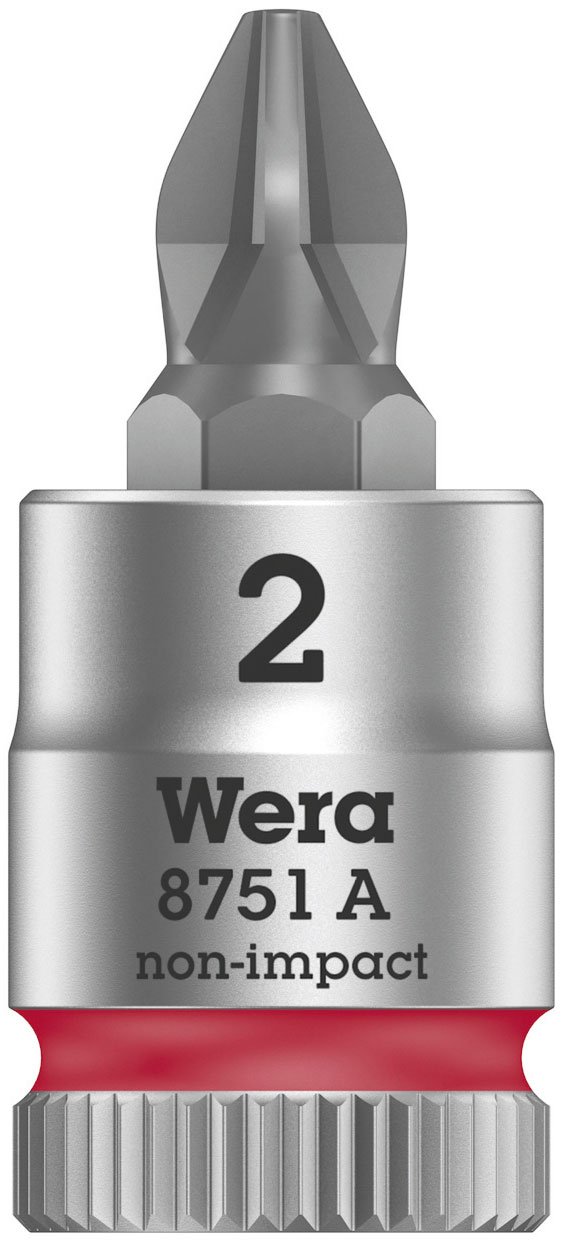 WERA 05003351001 8751 A Phillips Zyklop bit Socket, 1/4" Drive, PH 2 x 28 mm