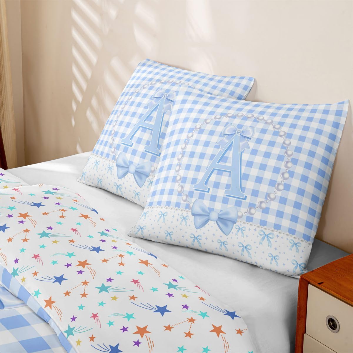Homewish Blau Weiße Schleife Bettwäsche 4teilig 155x220
