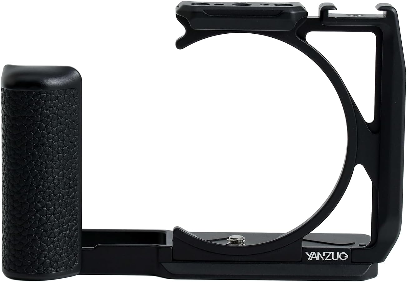 Camera Cage for LUMIX S9, Ultra-Light 100g Genuine Leather & Aluminum Rig, 8 Color Options with Arca-Swiss Base & Cold Shoe for Vlogging & Travel (Black)