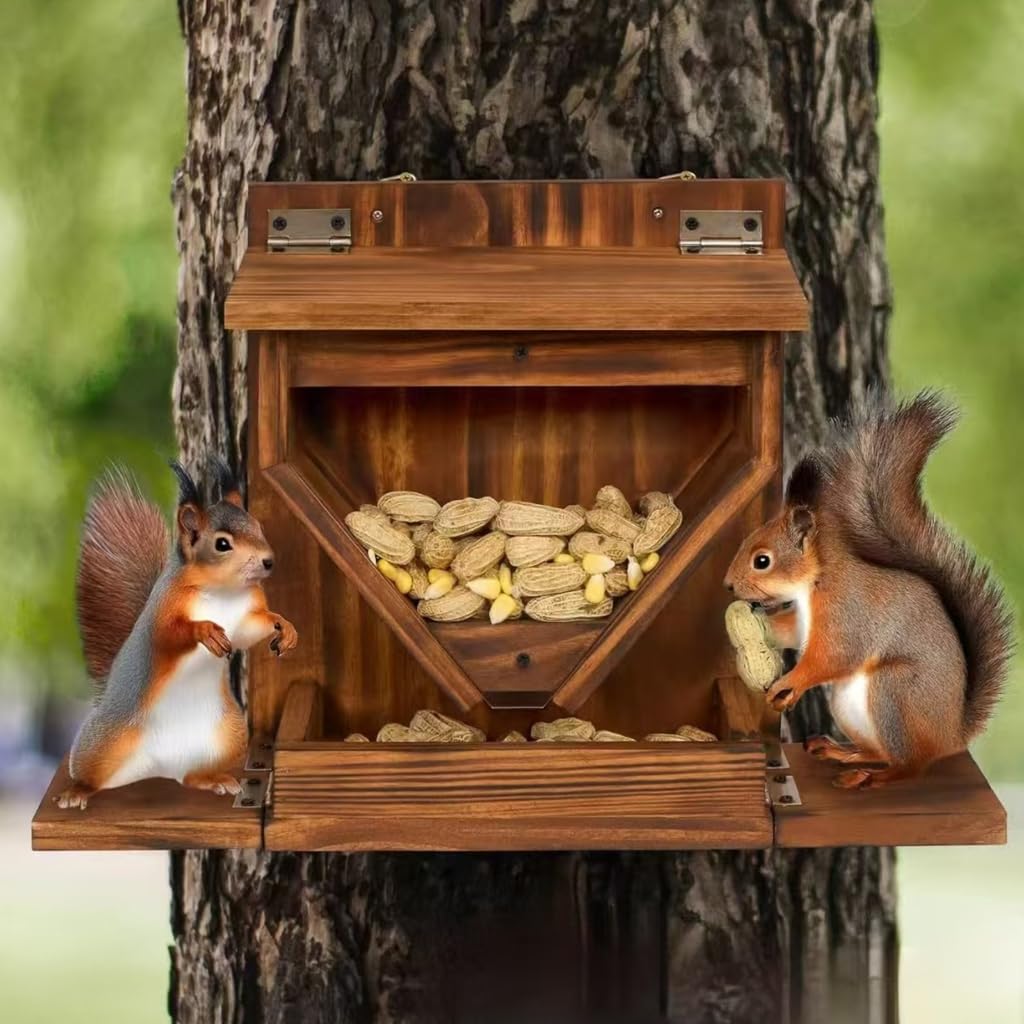 Futterspender für Beobachtungsfenster, Holz, Eichhörnchen, hängend, Outdoor, Garten, Tierfutter, wasserdicht, große Kapazität