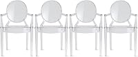 Vista 1 de 2xhome - Juego de 4 sillones Louis Ghost de diseño moderno con sillas de comedor de plástico transparente de policarbonato
