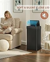 Vista 8 de TLSUNNY Cubo de basura con sensor de movimiento de 16 galones, cubo de basura automático sin contacto, contenedor inteligente de acero inoxidable