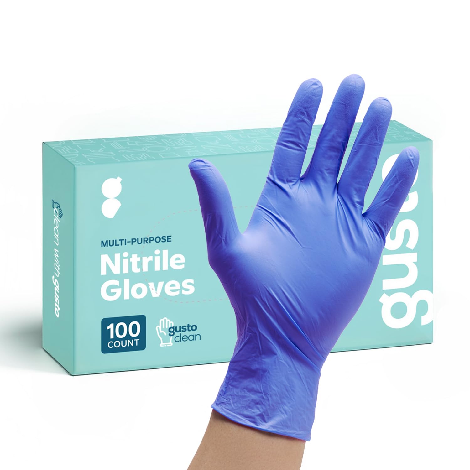 Comfy Package GUSTO [100 Count] Blue Nitrile Gloves, Disposable Gloves - 4 Mil, Latex & Rubber Free, Non-Sterile Powder Free Gloves - Small [Formerly
