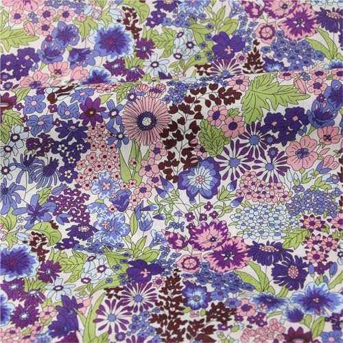 Tissu coton fleurs couleur foncée pour robe d'été et décoration