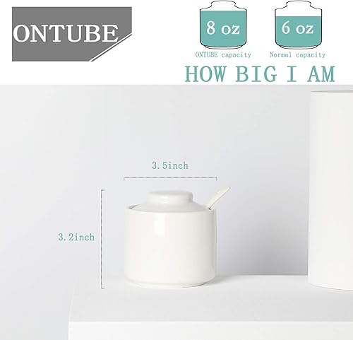 Miniatura 17 de ONTUBE Azucarero de cerámica con tapa y cuchara, caja de condimentos de porcelana, cuenco de sal, 8 onzas (negro) Negro -,marino,Azul Turquesa,Blanco