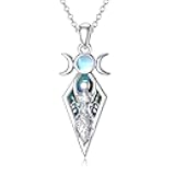 Sterling Silver Egyptain Ancient Goddess/Triple Moon Goddess/Moon Phase Necklace Wicca Pagan Amulet Jewelry Gifts For Her