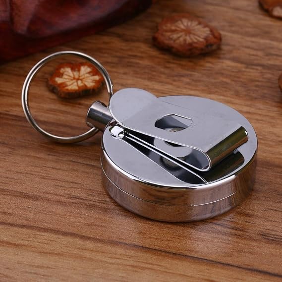 Ejoyous Retractable Key Holder, Heavy Duty Metal Key Reel Badge Holder Telescopic Rope Pull Key Chain Keychain Card Holder with Belt Clip
