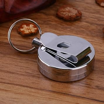 Ejoyous Retractable Key Holder, Heavy Duty Metal Key Reel Badge Holder Telescopic Rope Pull Key Chain Keychain Card Holder with Belt Clip