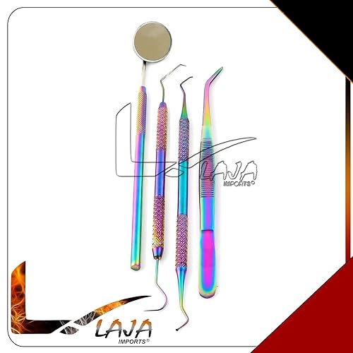 Miniatura 3 de Kit de higiene de herramientas para dentistas, incluye removedor de raspador de tarter, 4 púas dentales, pinzas dentales y espejo bucal, color