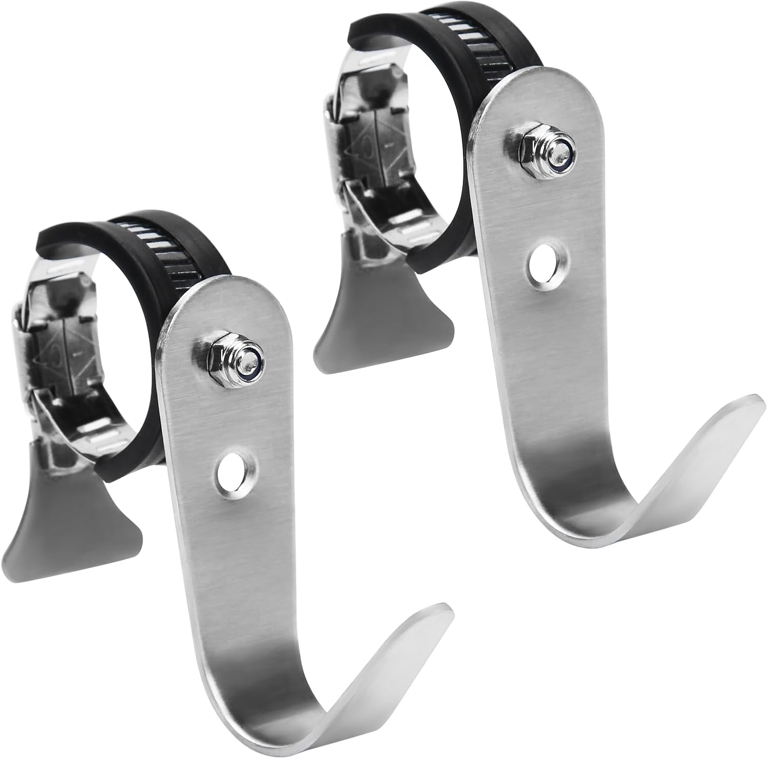 Tube Rod Hooks,Stainless Steel Adjustable J Hooks, for 0.83"-1.5" in (21-38mm) Inner Dia Adjustable Rod,Bathroom Wardrobe Pipe Hanger,Large U Hooks (2 Pack)