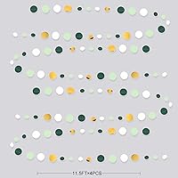 Vista 2 de 46 Ft Sage Green Gold Party Decorations Polka Dots Garlands Hanging Paper Circle Dots Streamer for Safari Wild Woodland Jungle Theme Birthday Baby