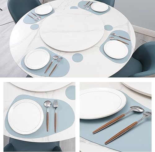 Miniatura 6 de Juego de 8 manteles individuales de piel sintética, resistentes a las manchas, resistentes al calor, fáciles de limpiar, impermeables, lavables,