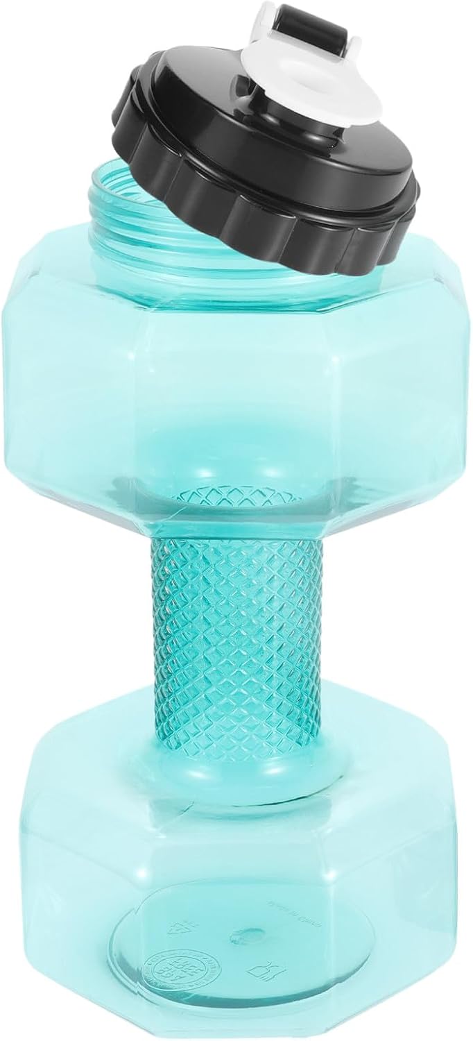 Hemobllo Innovative Dumbbell Water Bottle 2200ml Fitness Kettle for Outdoor Sports and Running, Green Portable Hydration Container for Weight Loss and Gym Training