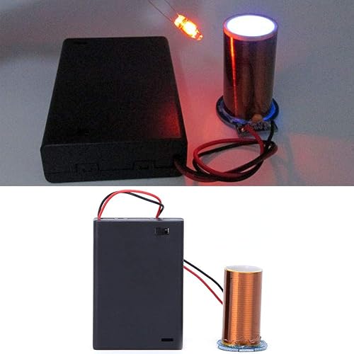 Miniatura 4 de Mini bobina Tesla, bobina de plasma alimentada por batería seca, transmisión inalámbrica para experimentos, instalación de ventiladores, bobina