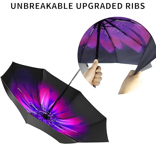 Miniatura 5 de LLanxiry - Paraguas de viaje compacto, resistente al viento, impermeable, paraguas de protección para golf