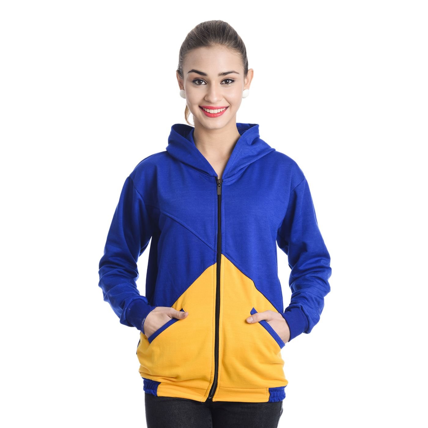 teemoods Women's Poly Cotton Colorbloc Full Sleeves Hooded Sweatshirt, Stylish Ladies Hoody for Winter-picture-28