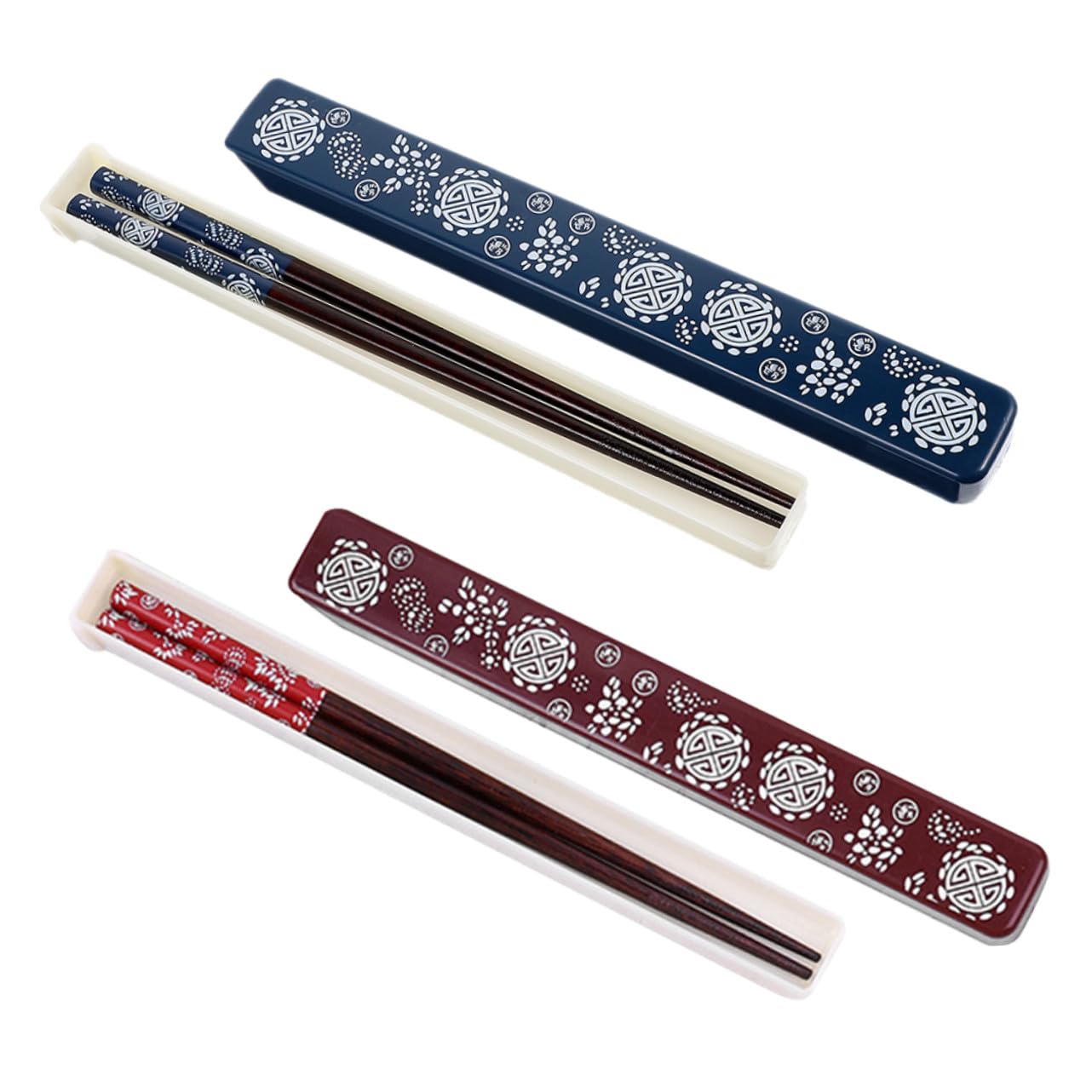 Toyvian Juego de 2 Palillos Japoneses de Madera con Caja Plegable Portátil y Diseño Antideslizante para Uso Diario y Camping