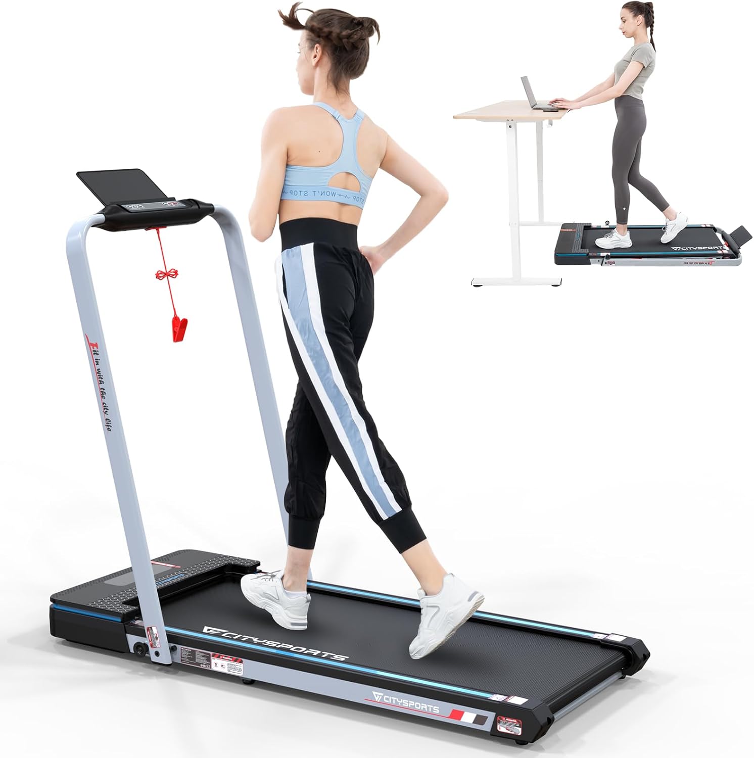 CITYSPORTS Folding Treadmill, Foldable Treadmill for Electric, Under Desk Treadmill with Folding