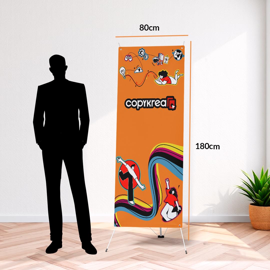 X banner personalizzato | Espositore pubblicitario con stampa inclusa | Photocall personalizzabile 80 x 180 cm | Tela in PVC con struttura a X + custodia per il trasporto