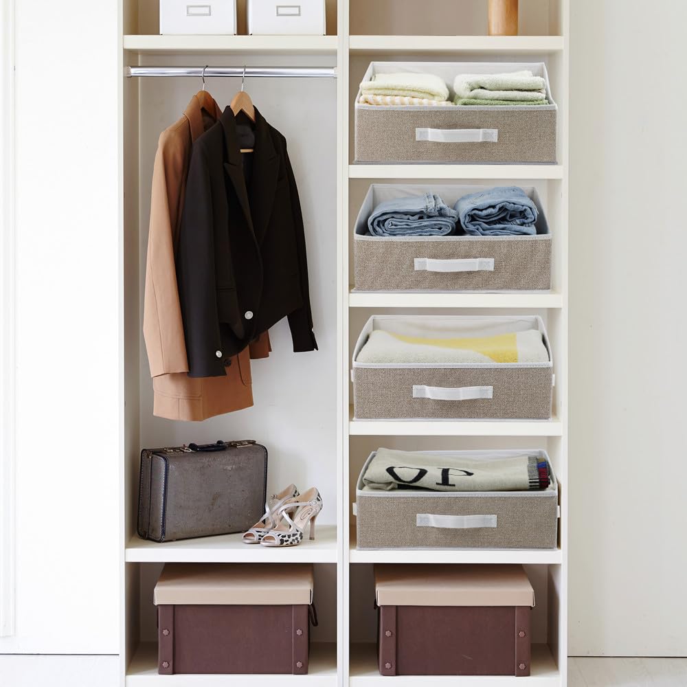 Fordonral 6 Stück Schrank-Aufbewahrungskörbe, Regalkörbe für Organisation, Trapez-Aufbewahrungsbehälter, Schrankregal, Organizer für Kleidung, Spielzeug, Handtuch, Bücher, Babykleidung (6 Stück,
