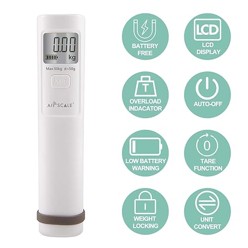 Miniatura 3 de AIRSCALE - Báscula de equipaje sin batería sin necesidad de batería báscula de peso de equipaje dinamo 110 libras1102lbs maleta digital de mano
