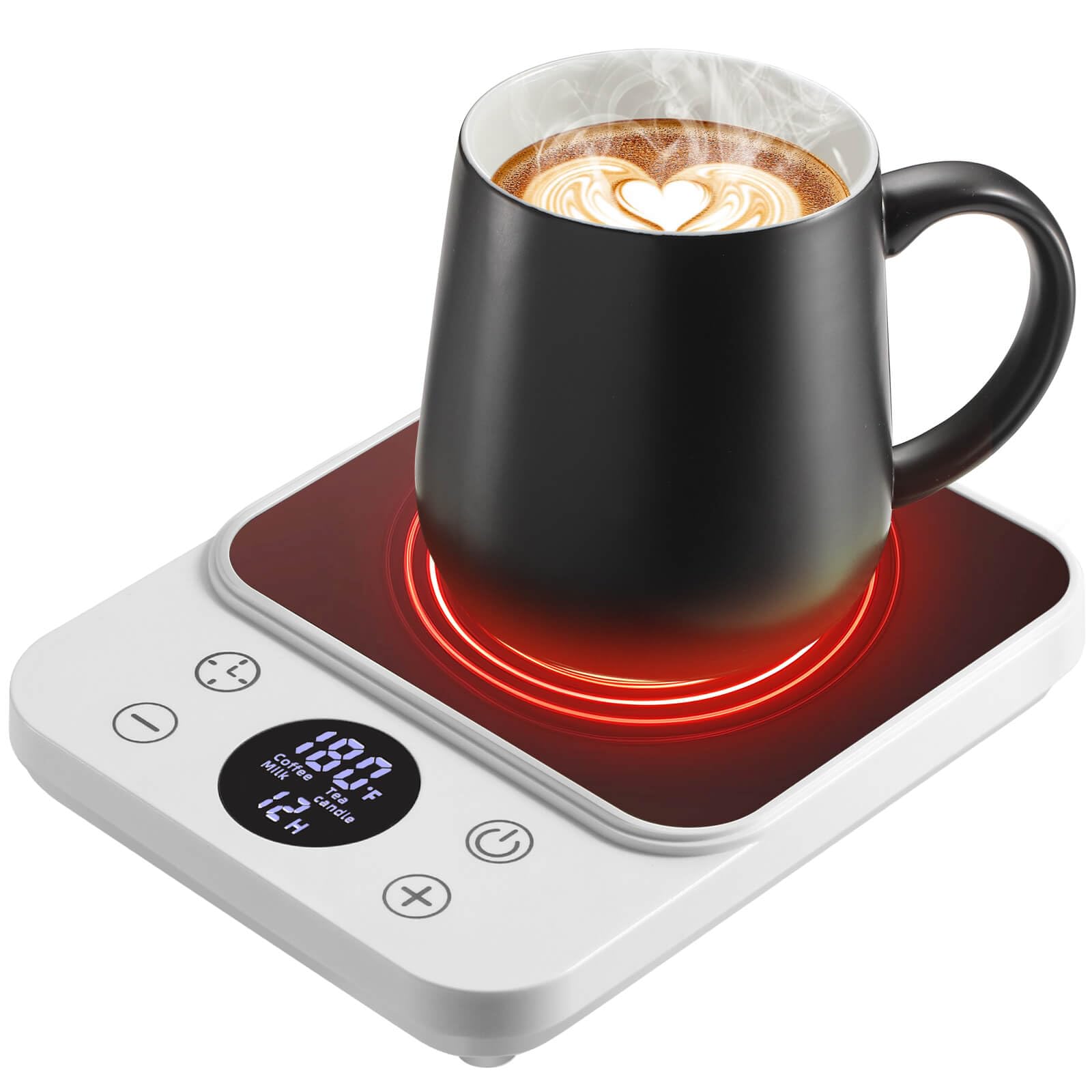 Cup Warmer for Coffee - Fastest Heating, Coffee Cup Warmer for Desk Auto Shut Off, 1-12h Timer for Scheduled Start, Electric Beverage Warmer for Coffee, Tea & Candles (White, NO Cup)