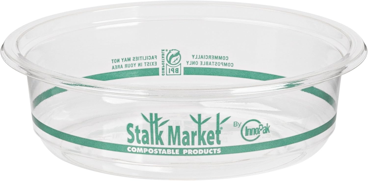 Jaya 100% Compostable Clear PLA Round Deli Container, 8-Ounce, 600-Count Case