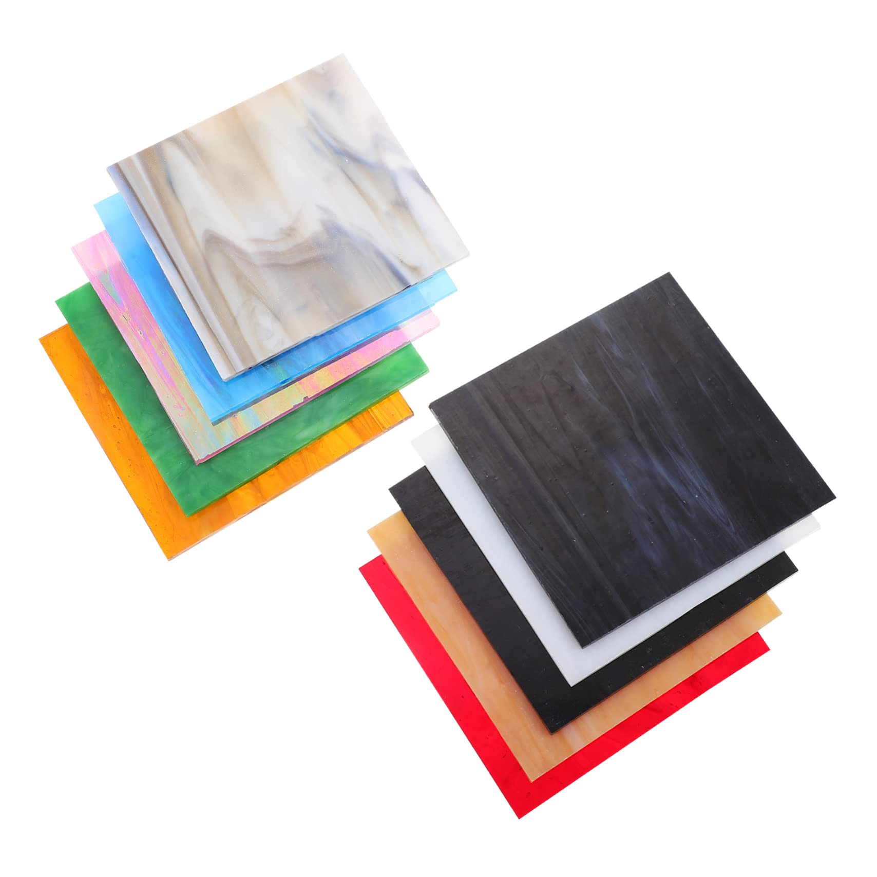 CIMAXIC 10pcs Textured Cathedral Glass Mosaic Tiles Mosaic Mercantile Wall Panels Sheets Stained Glass Craft Accessories