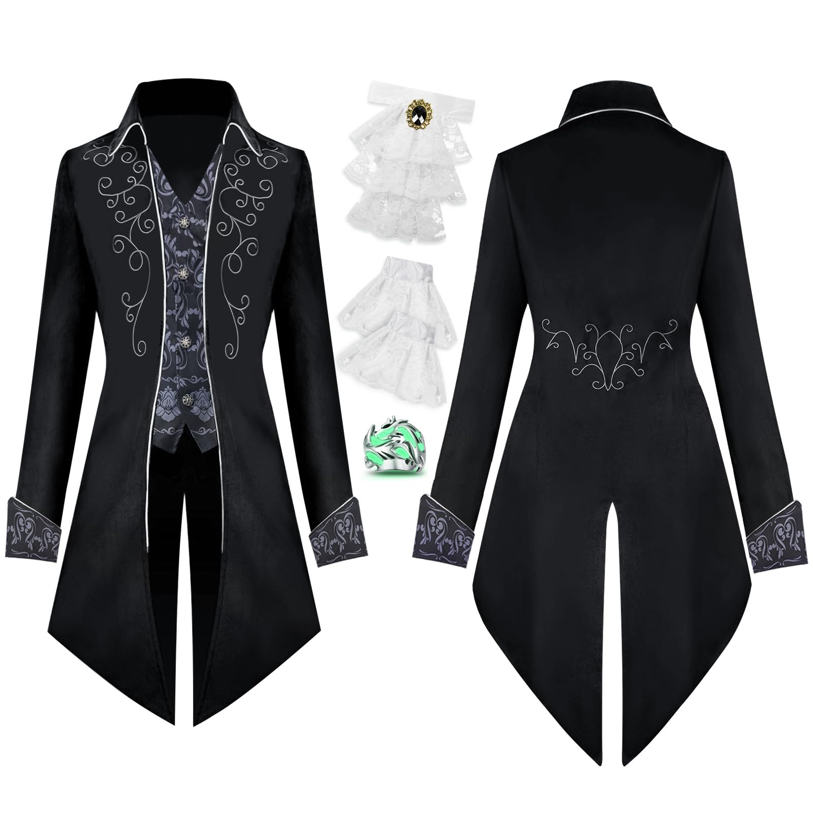 Men's Medieval Costume, Medieval Victorian Jacket Costumes Renaissance Uniform Vintage Medieval Gothic Costumes for Halloween Party Cosplay