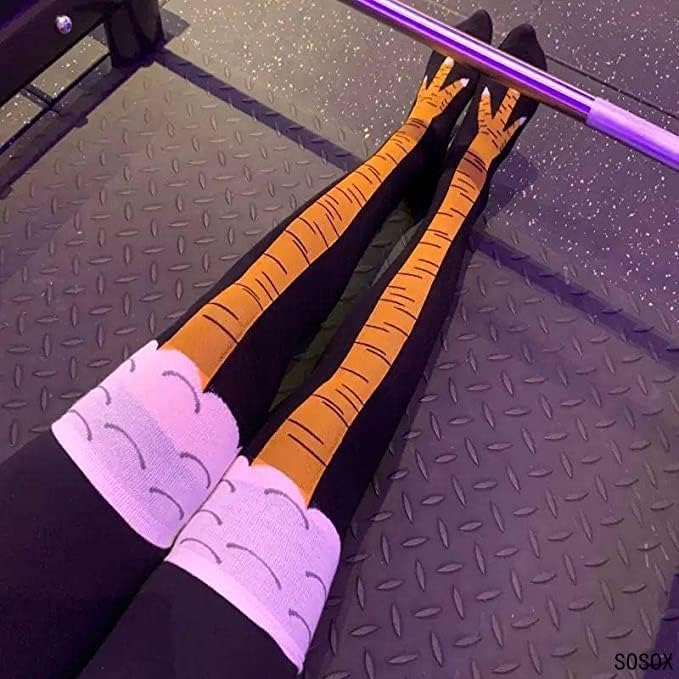 Miniatura 2 de Calcetines de patas de pollo divertidos y locos por encima de la rodilla de 21.65 pulgadas, regalos divertidos para fiestas, calcetines novedosos