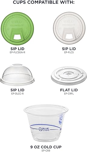 Miniatura 5 de Eco-Products BlueStripe - Vasos de plástico reciclados de 9 onzas, caja de 1000, hechas de 30% botellas de plástico reciclado posconsumo, PET